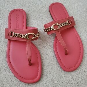 Coach Jaclyn Leather with Gold Sandals Coral sz6